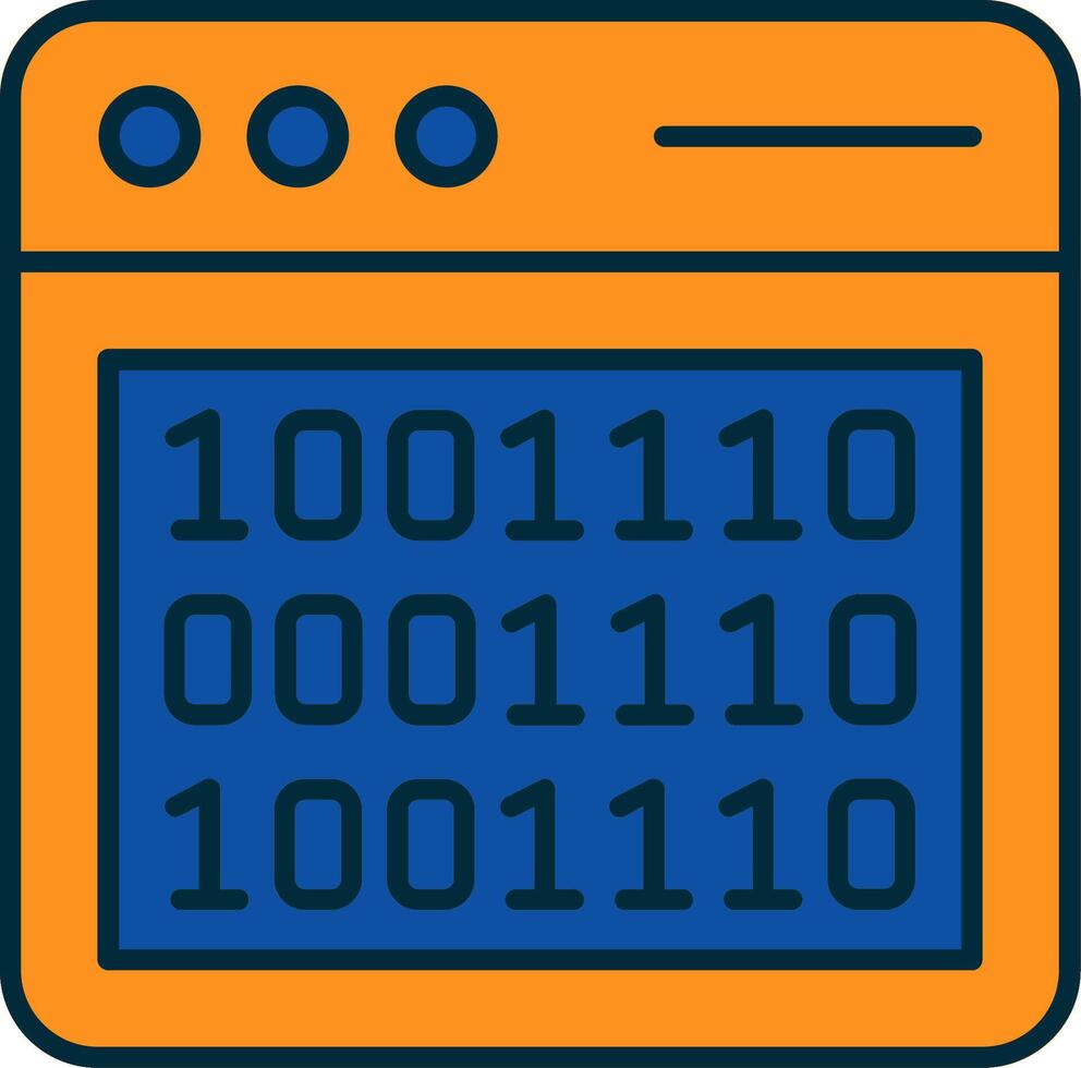 binario codice linea pieno Due colori icona vettore
