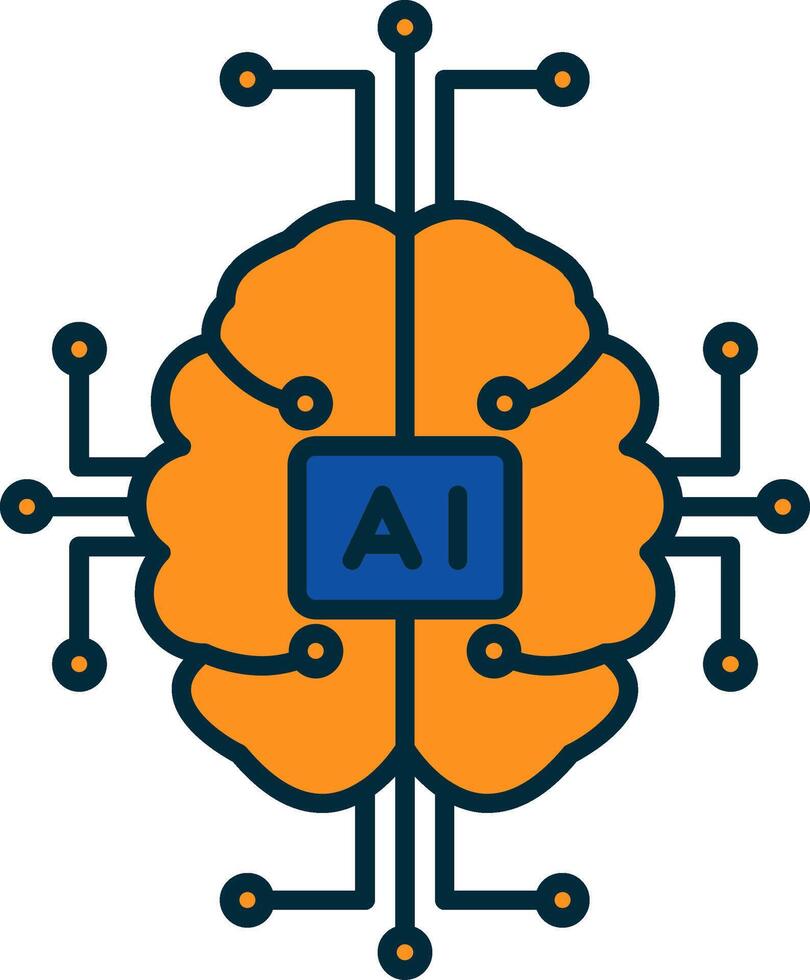 artificiale intelligenza linea pieno Due colori icona vettore