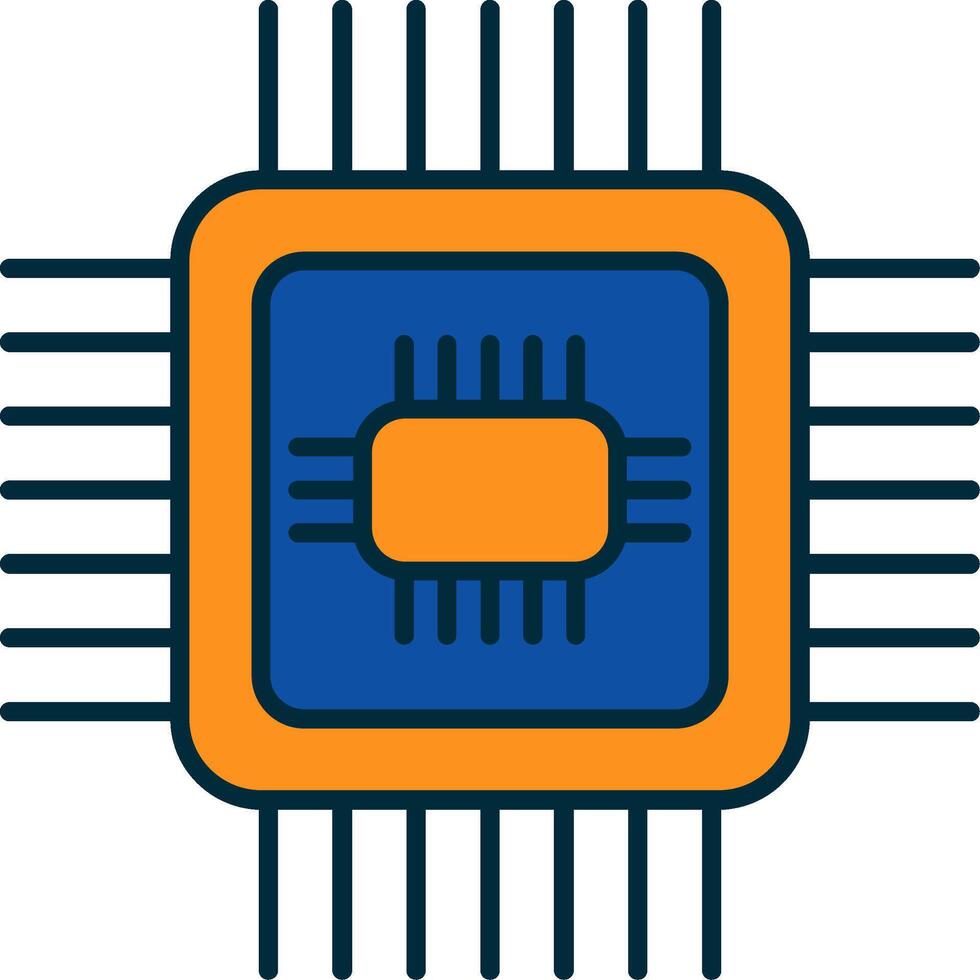 processore linea pieno Due colori icona vettore