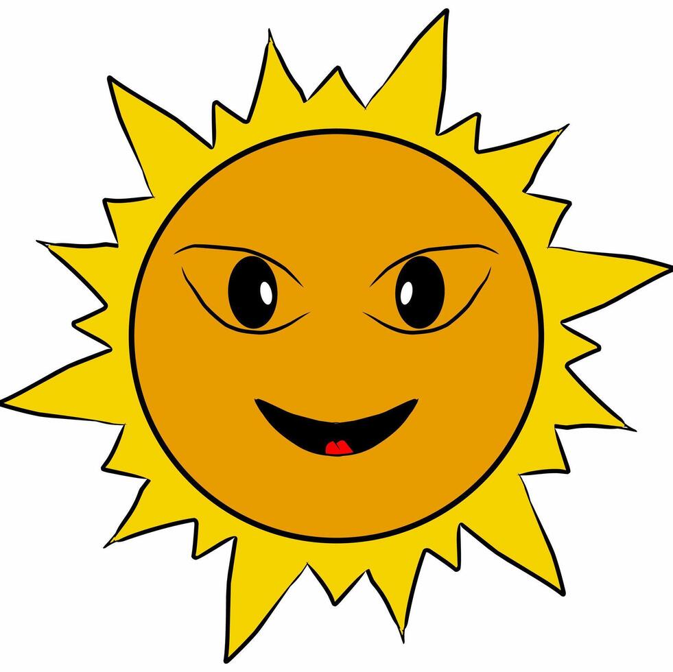 vettore illustrazione di il sole con un' sorridente espressione su un' bianca sfondo. piatto stile.