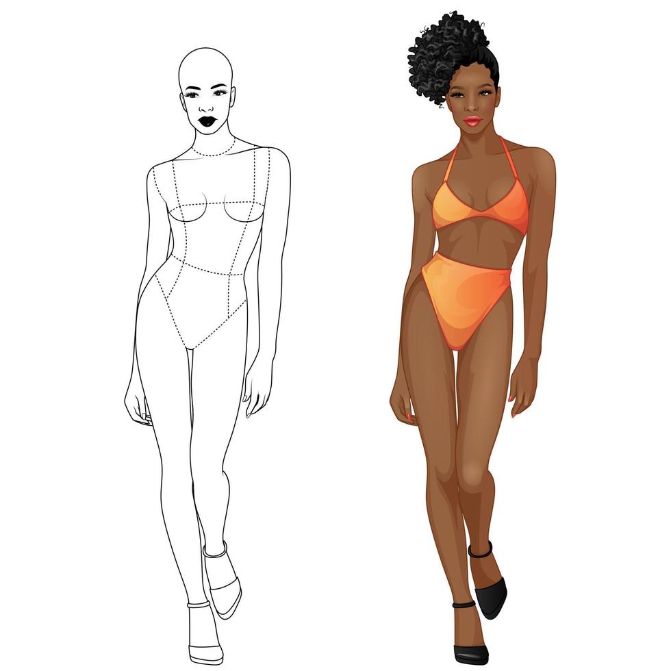 illustrazione di moda figura femminile modello del corpo per il design della moda vettore