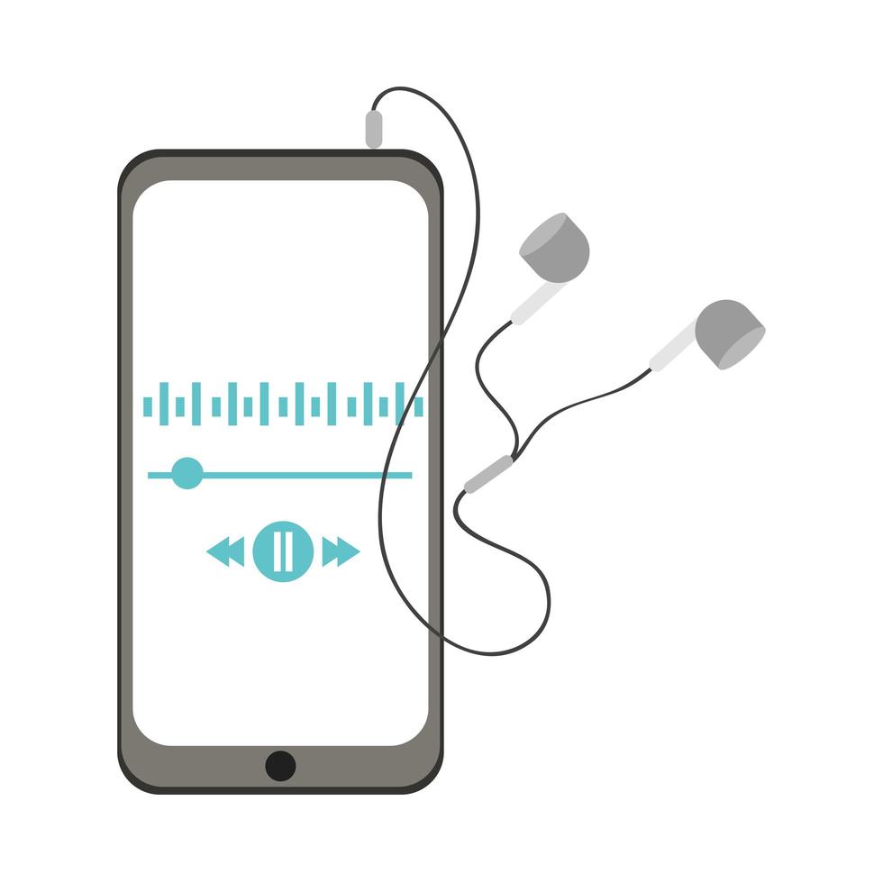 smartphone podcast con auricolari vettore