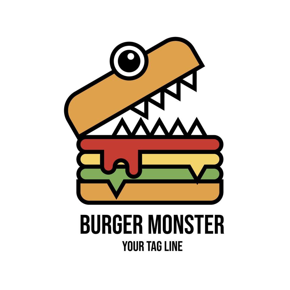 mostro hamburger logo vettore