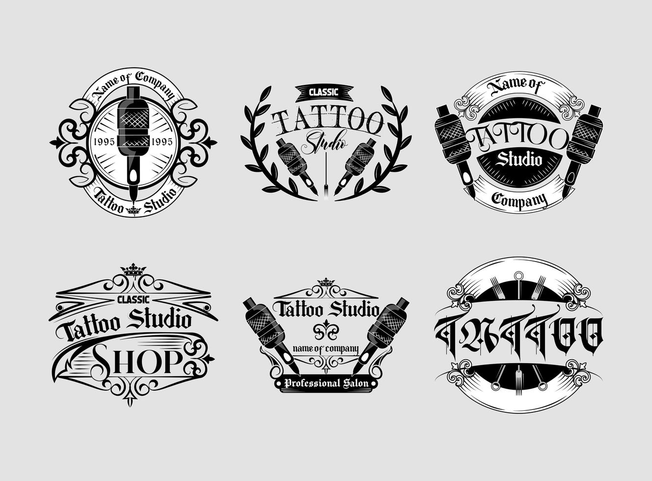 collezione studio di tatuaggi vettore
