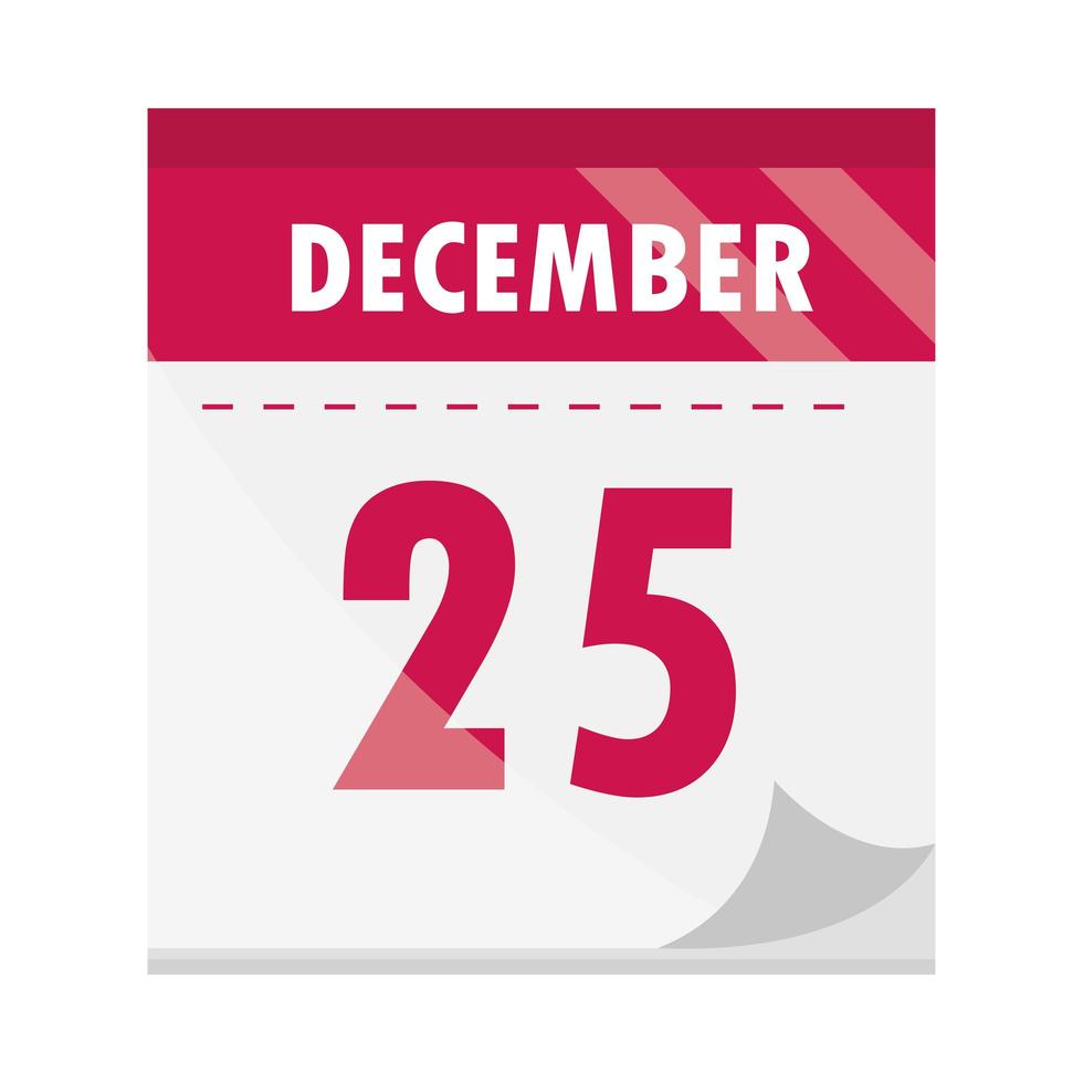 calendario con data 25 dicembre vettore