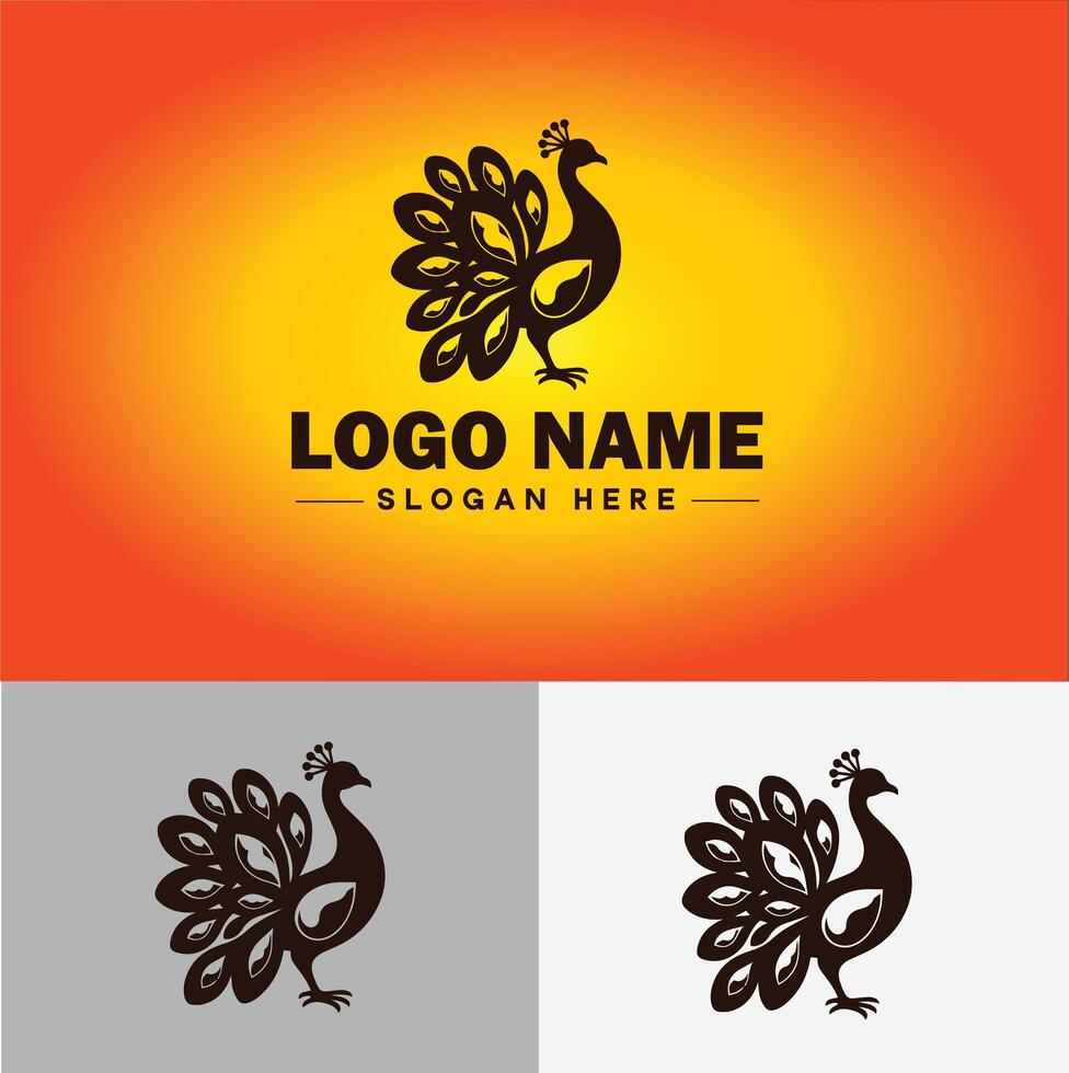 pavone logo lusso stile icona azienda marca attività commerciale pavone logo modello modificabile vettore