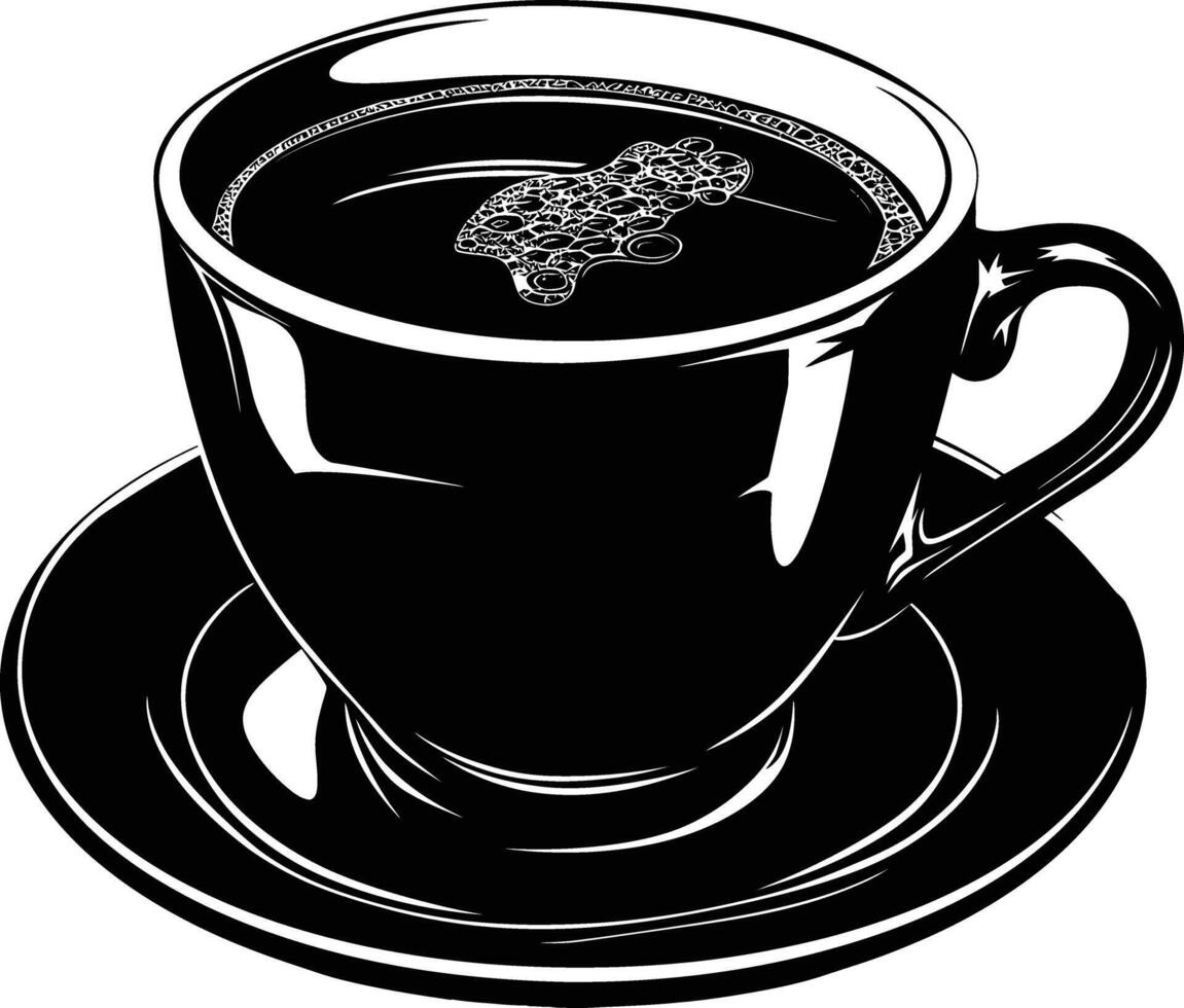 ai generato silhouette un' tazza di caffè nero colore solo vettore