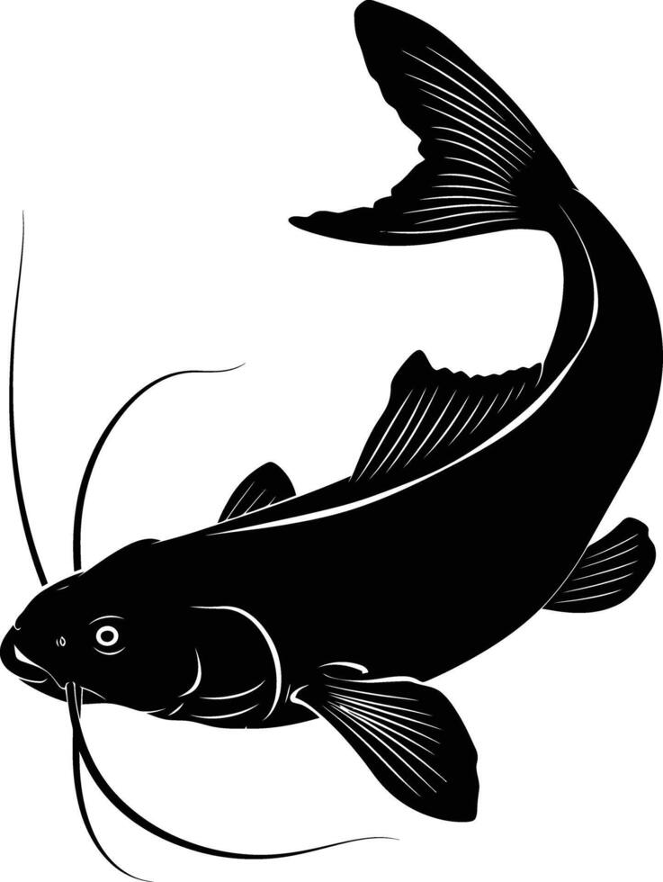 ai generato silhouette pesce gatto nero colore solo vettore