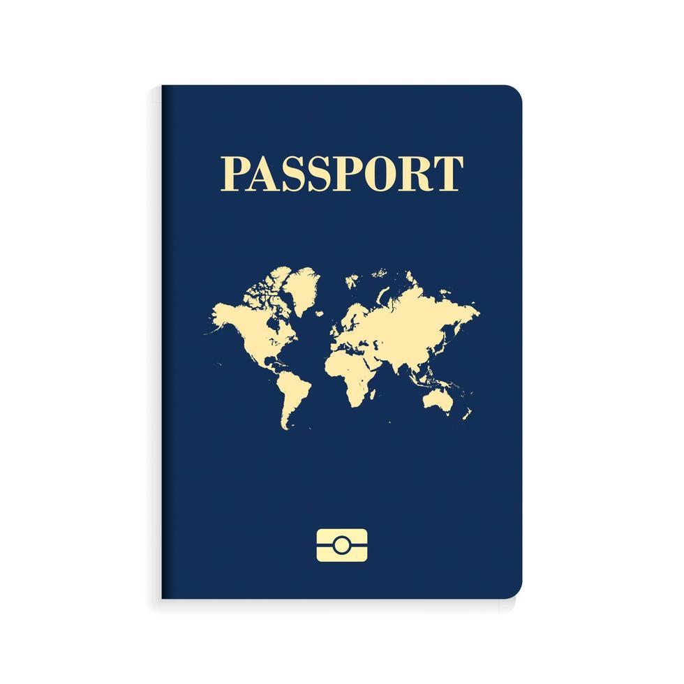 passaporto blu biometrico internazionale isolato su sfondo bianco vettore