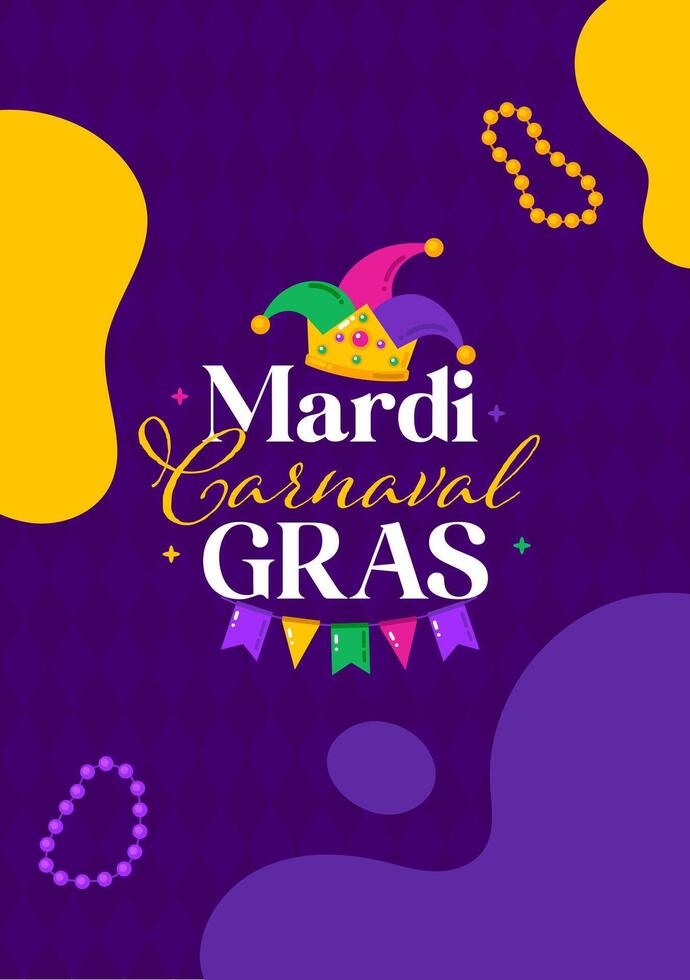 mardi gras carnaval vettore aviatore con carta bandiera e cappello