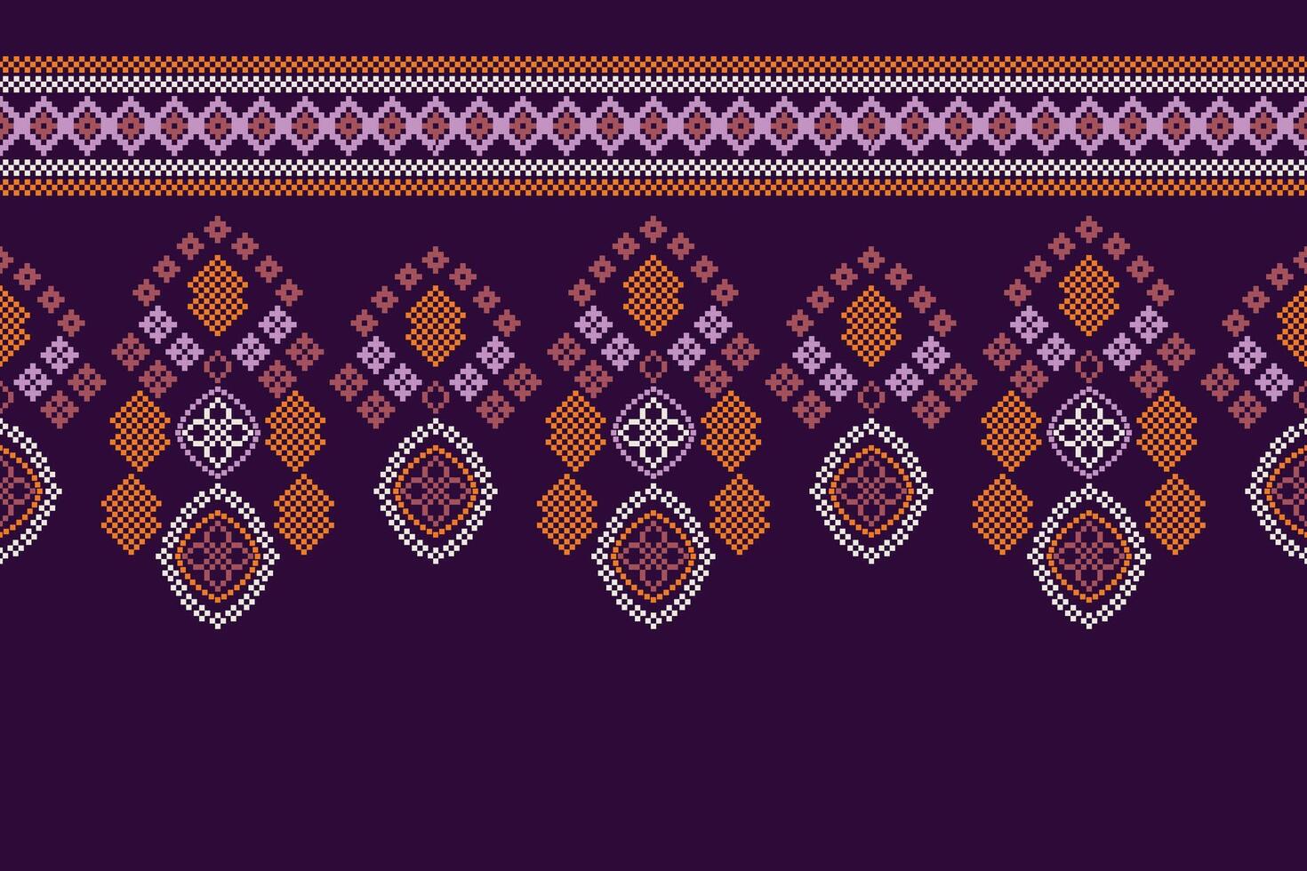 etnico geometrico tessuto modello attraversare punto.ikat ricamo etnico orientale pixel modello viola viola sfondo. astratto, vettore, illustrazione. trama, abbigliamento, decorazione, motivi, seta sfondo. vettore