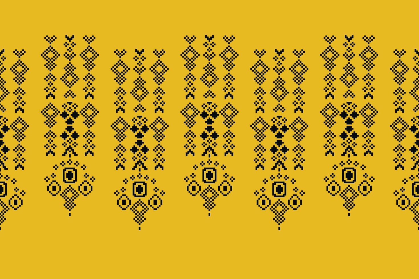 etnico geometrico tessuto modello attraversare punto.ikat ricamo etnico orientale pixel modello giallo sfondo. astratto, vettore, illustrazione. trama, abbigliamento, sciarpa, decorazione, motivi, seta sfondo. vettore