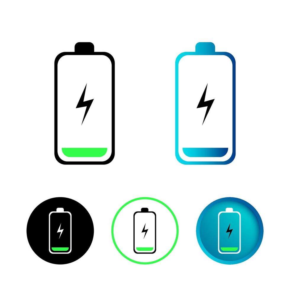 insieme astratto dell'icona di carica della batteria scarica vettore