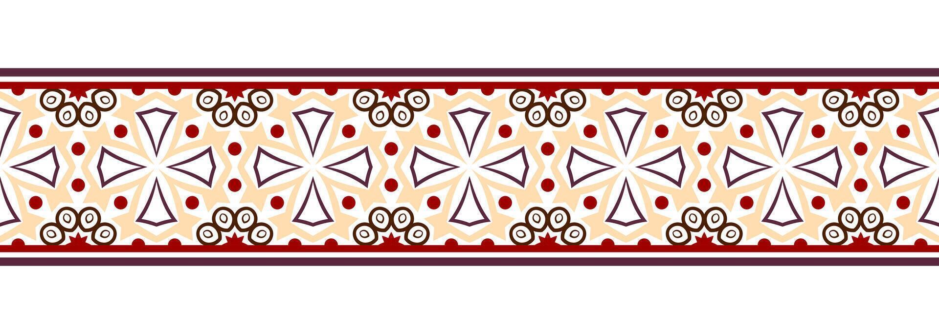 confine linea senza soluzione di continuità sfondo. decorativo design senza soluzione di continuità ornamentale mosaico confine modello. islamico, indiano, Arabo motivi. astratto fiore vettore