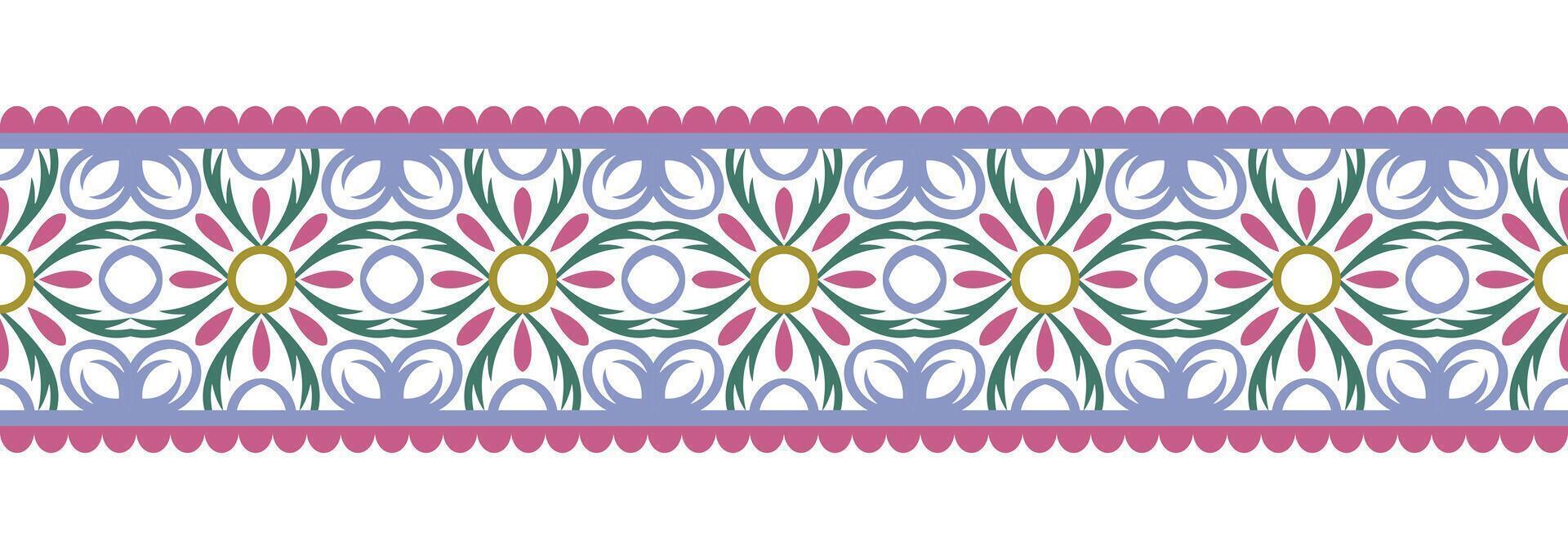 confine linea senza soluzione di continuità sfondo. decorativo design senza soluzione di continuità ornamentale mosaico confine modello. islamico, indiano, Arabo motivi. astratto fiore. vettore illustrazione