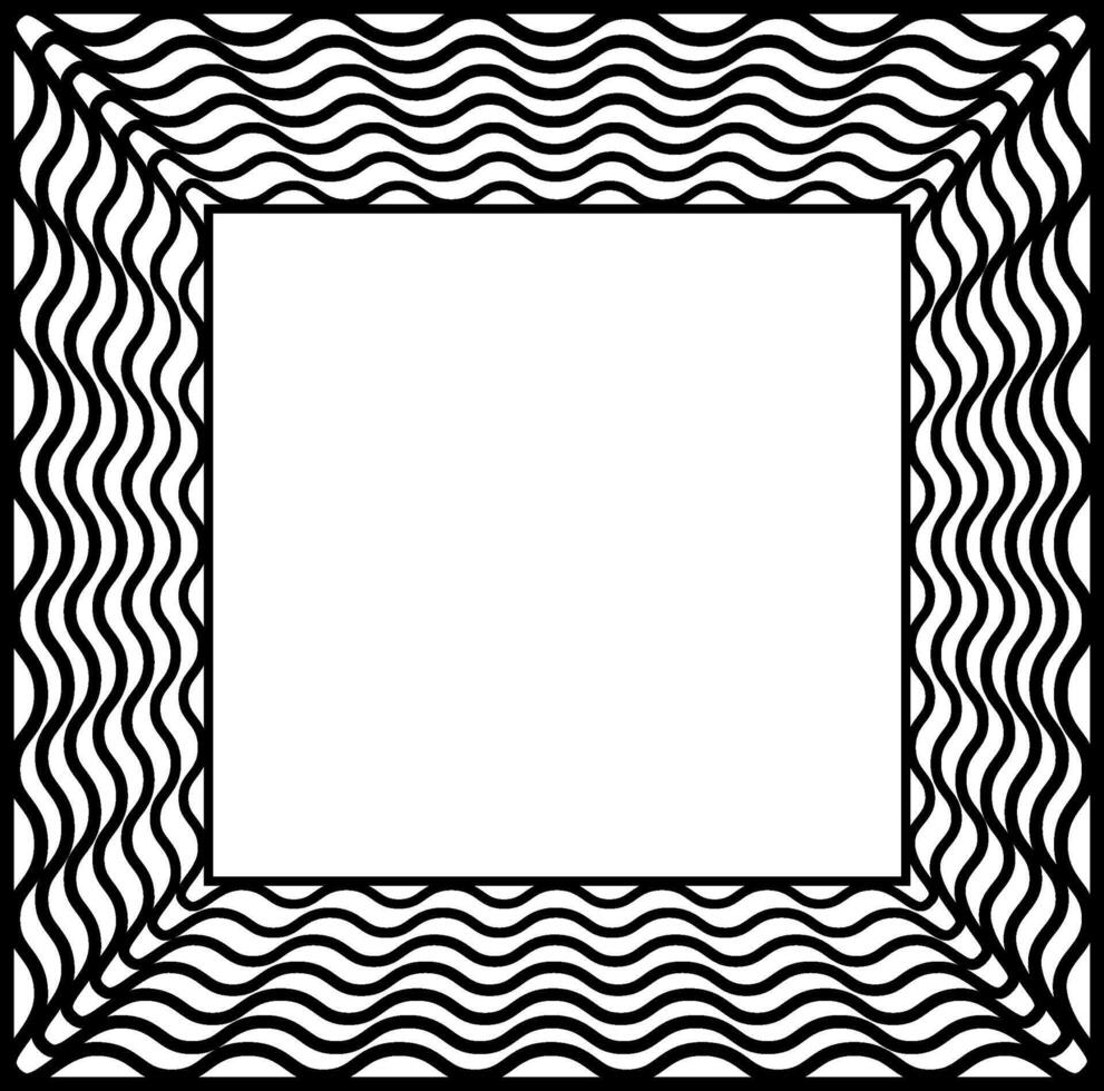 astratto nero geometrico telaio nel il modulo di ondulato Linee su un' bianca sfondo vettore