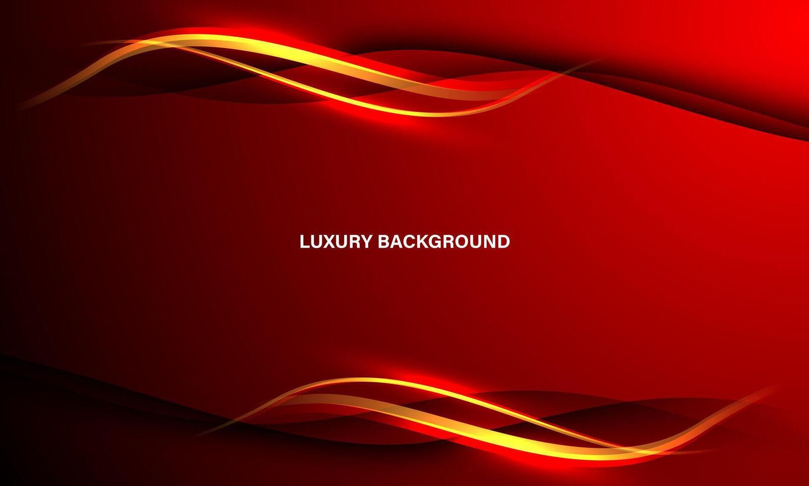 astratto oro leggero curva lusso su rosso design moderno creativo sfondo vettore