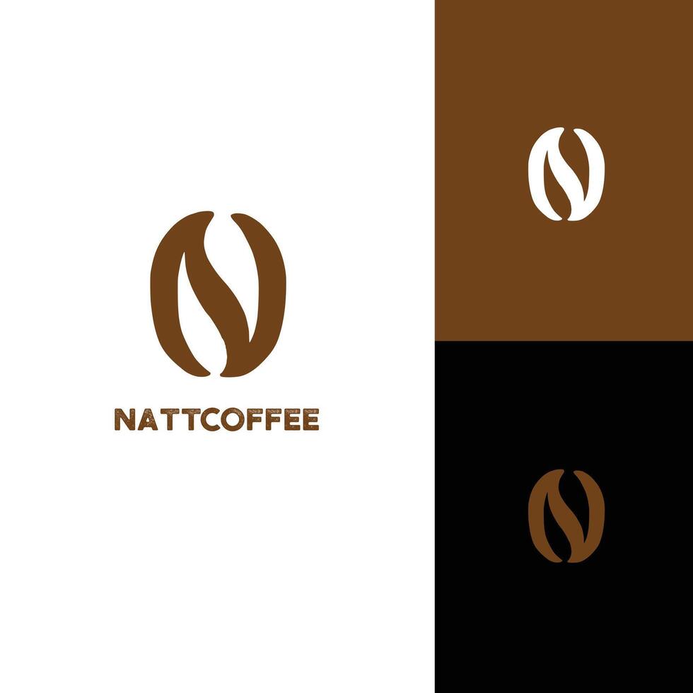 n fagiolo caffè iniziale logo design vettore