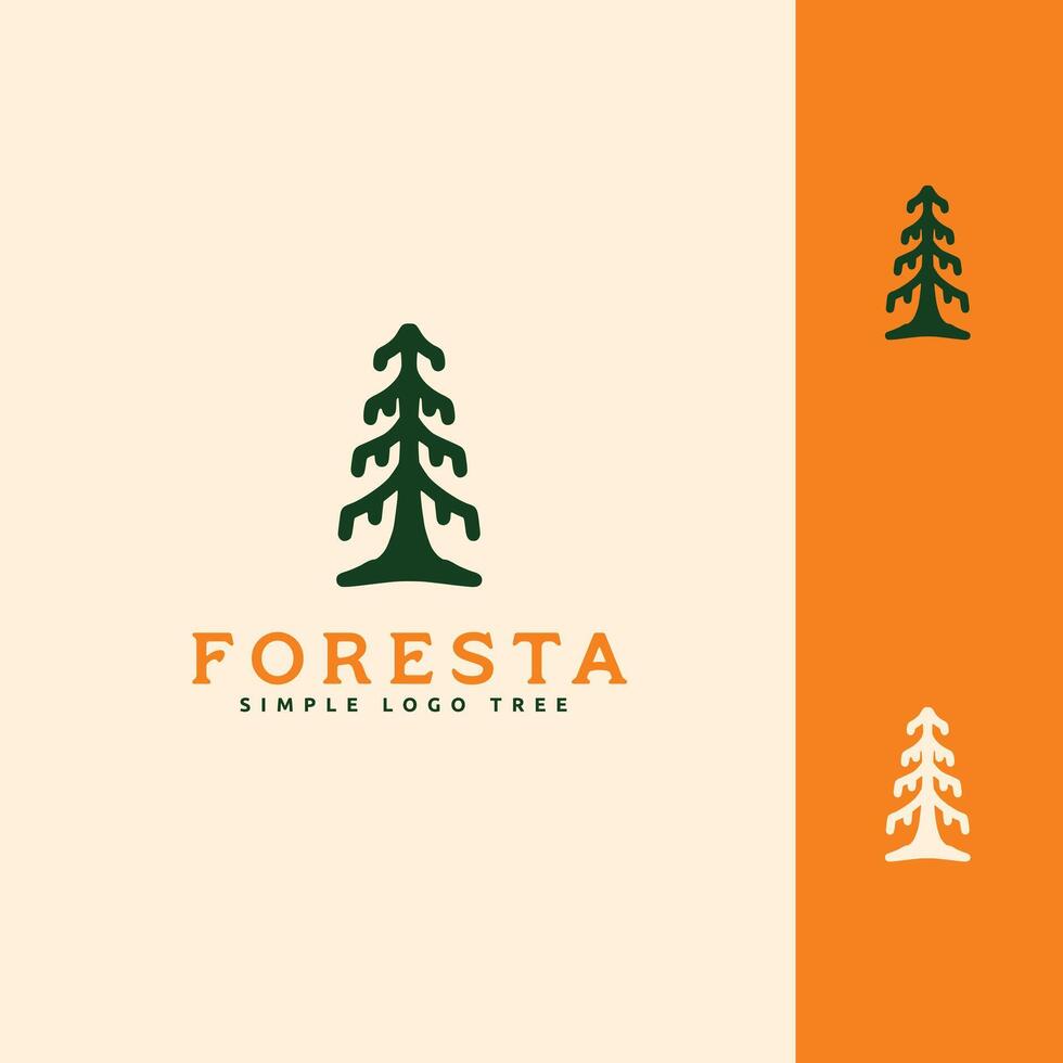 cedro pini albero legna foresta logo design vettore linea