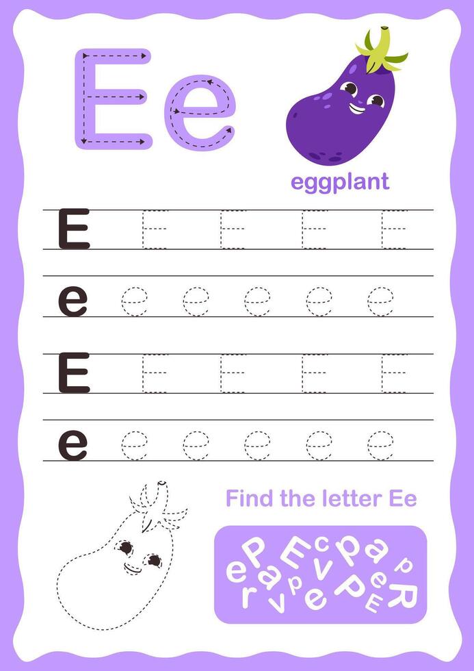 tracciato lettere alfabeto. maiuscolo e minuscolo lettera e inglese alfabeto. grafia esercizio per bambini. vettore illustrazione