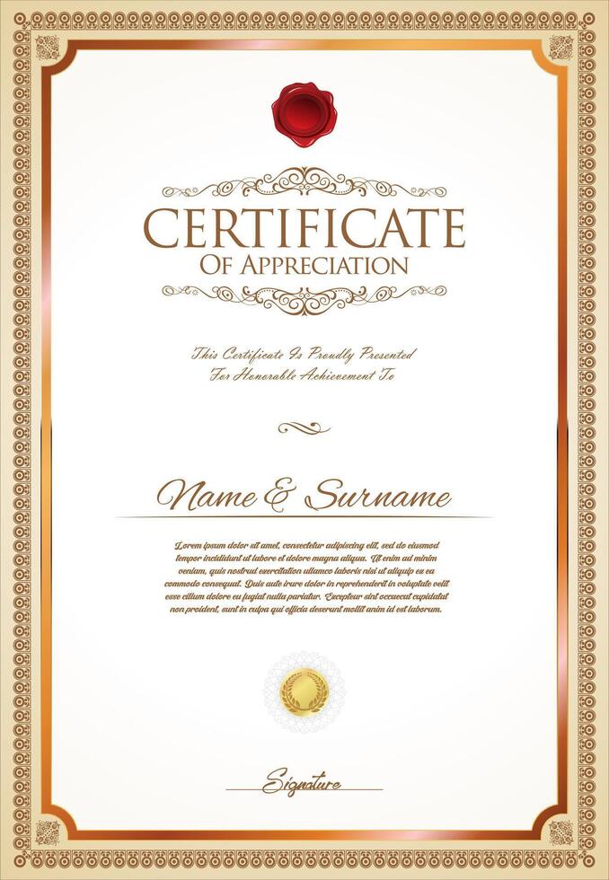 certificato o diploma modello con decorativo design calligrafia elementi vettore