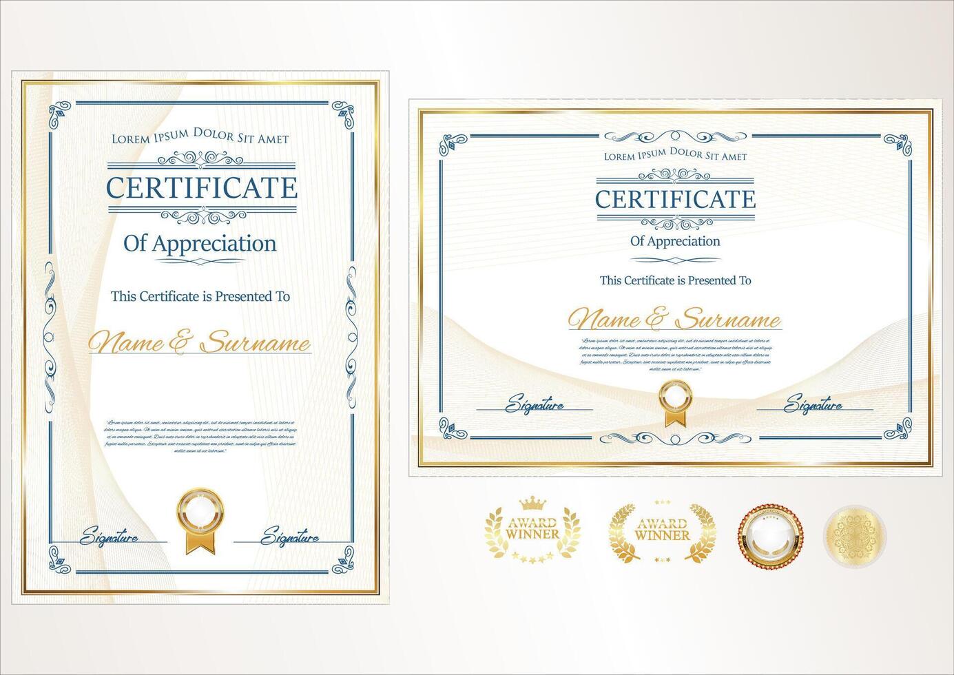 certificato o diploma illustrazione vettoriale modello di design retrò