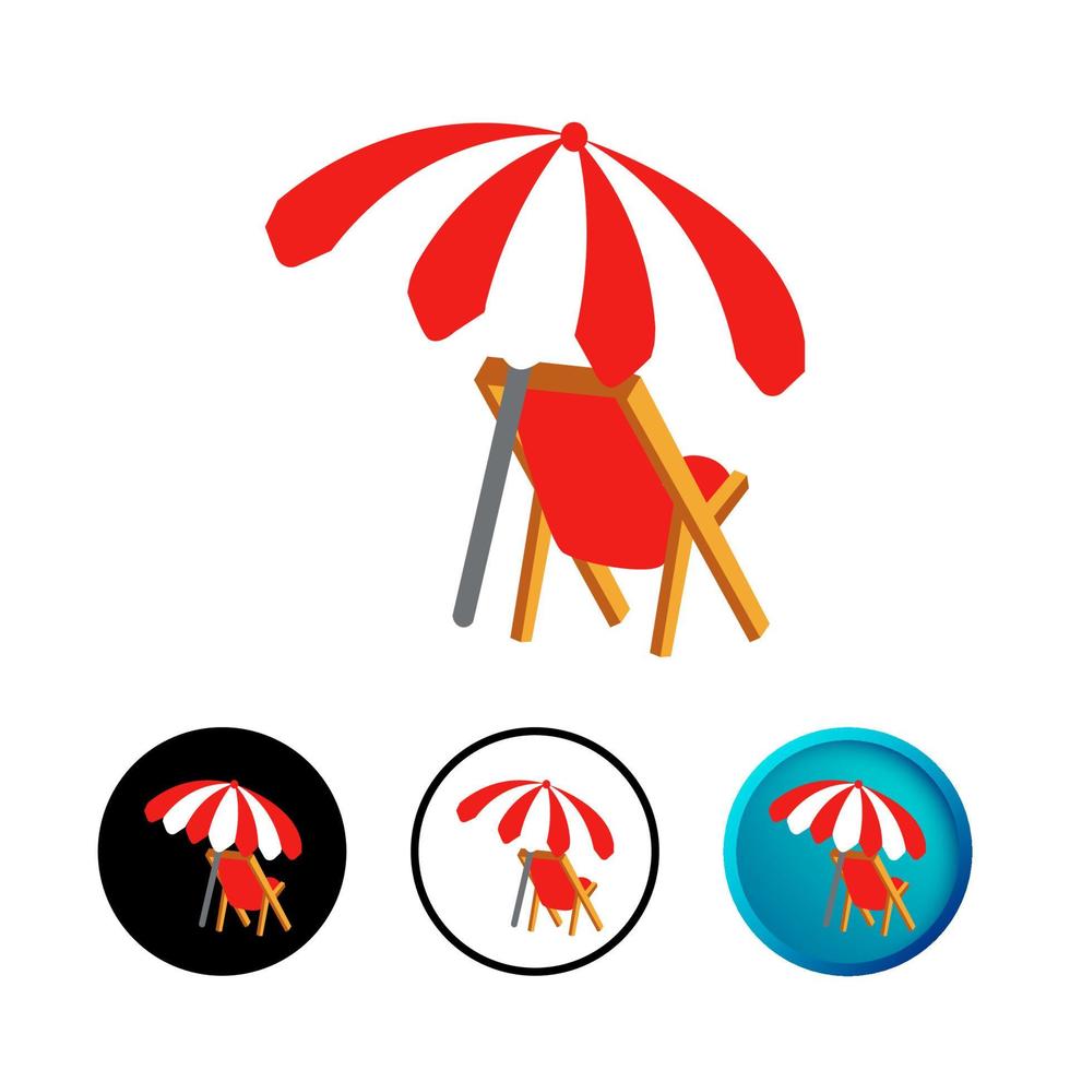 illustrazione astratta dell'icona della sedia e dell'ombrello vettore
