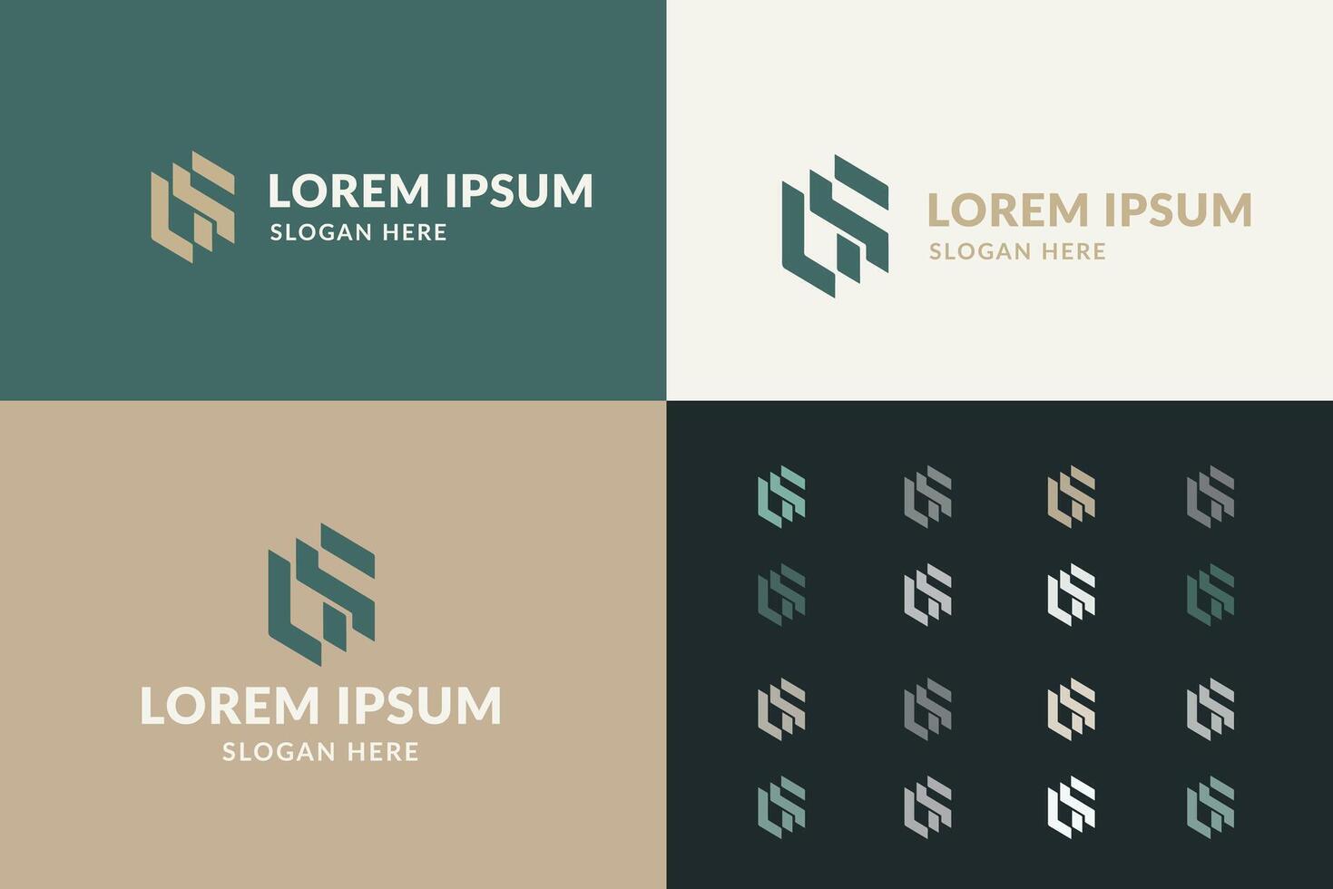 moderno lorem ipsum logo variazioni visualizzato su diverso sfondi vettore