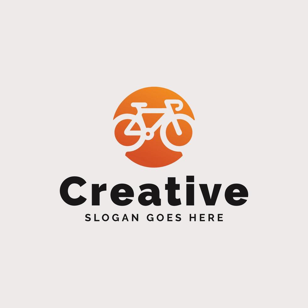 moderno bicicletta logo design con arancia sfera sfondo per un' creativo marca vettore