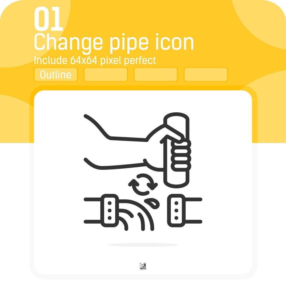 l'uomo cambia icona del tubo con stile del contorno isolato su priorità bassa bianca. illustrazione vettoriale linea contorno segno simbolo icona per web design, ui, ux, industriale, idraulico, industria, app mobili e altro