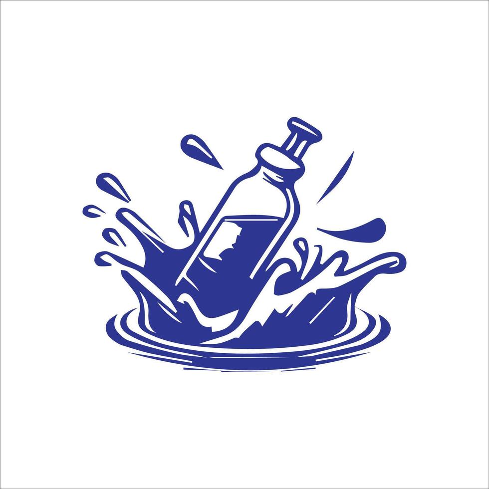 bottiglia con Messaggio nel acqua spruzzo vettore icona su bianca sfondo.