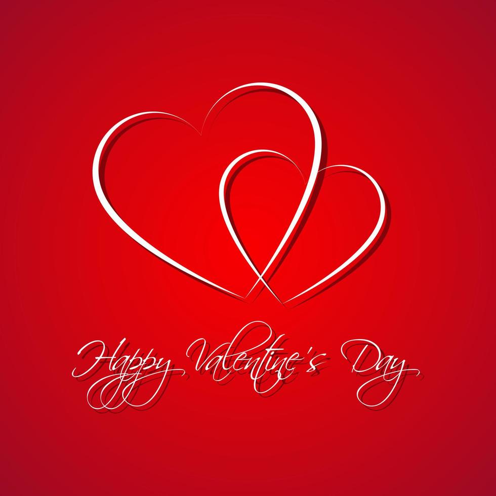 rosso semplice carta di San Valentino felice con due cuori. sii il mio sfondo di San Valentino. illustrazione vettoriale