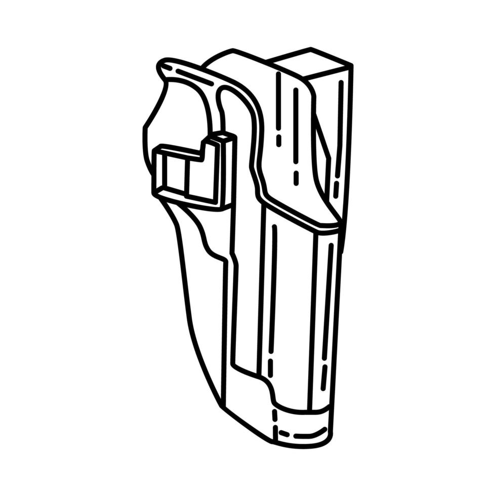 icona della fondina della pistola. scarabocchiare lo stile dell'icona disegnato a mano o contorno vettore