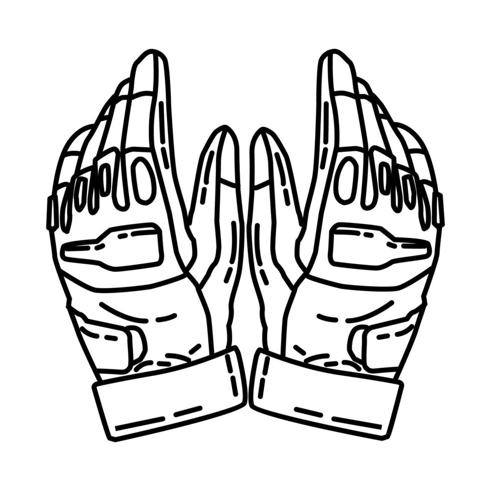 icona di guanti tattici della polizia. scarabocchiare lo stile dell'icona disegnato a mano o contorno vettore