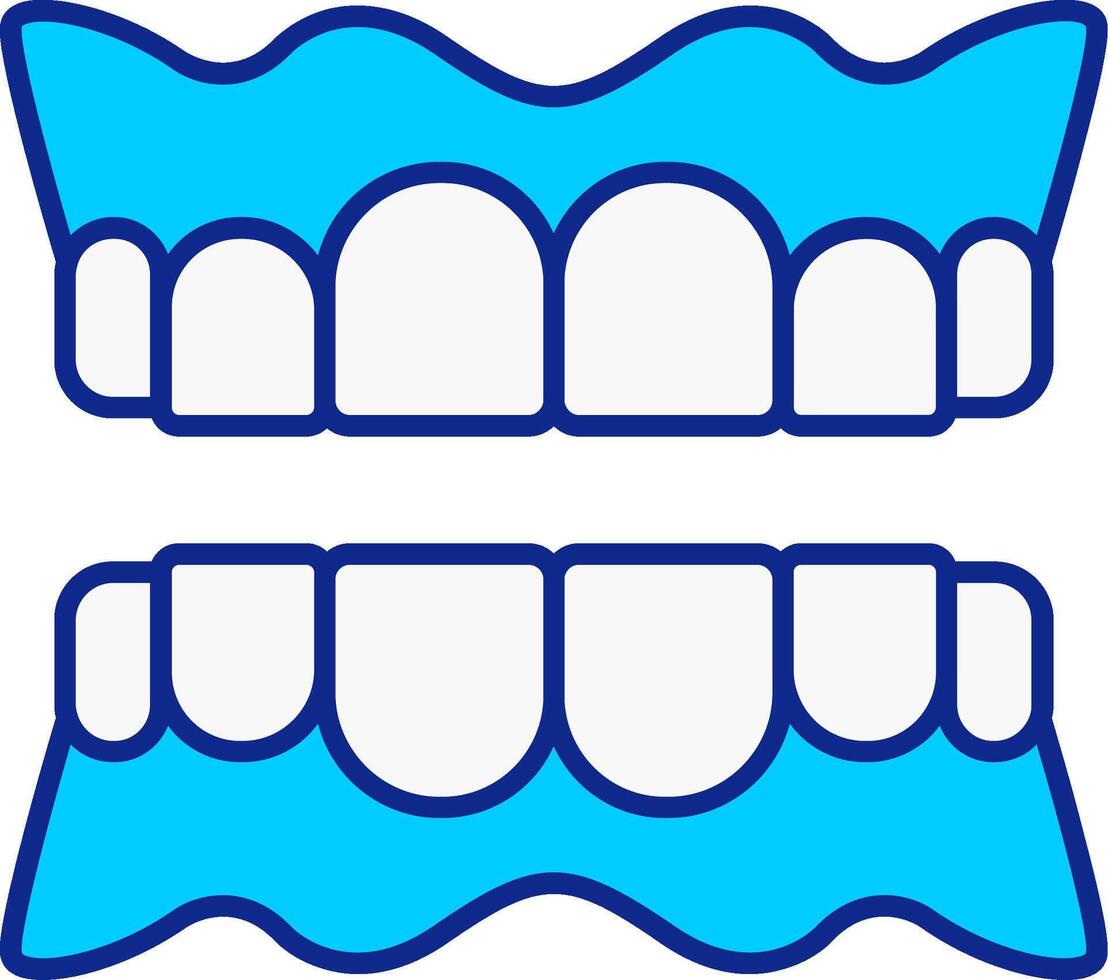 dentiera blu pieno icona vettore