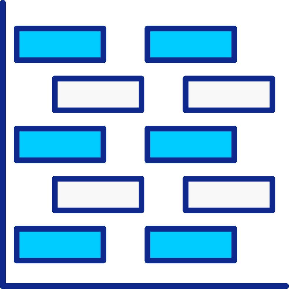 gantt grafico blu pieno icona vettore