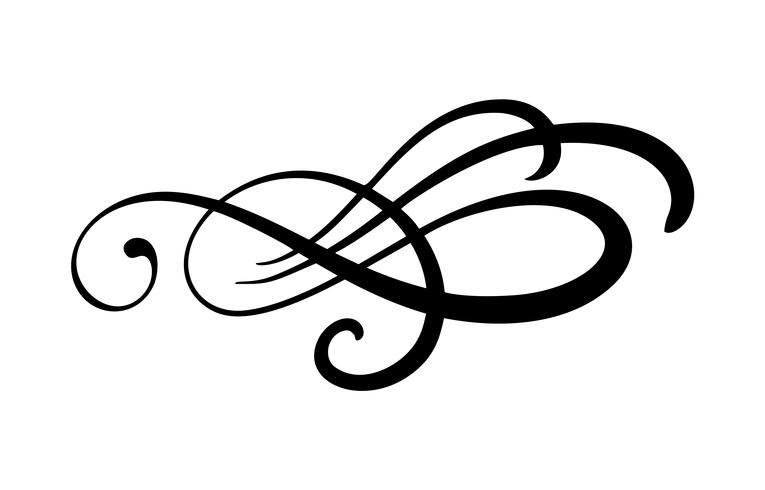 L&#39;elemento floreale di calligrafia di vettore fiorisce, divisore per la decorazione della pagina e grafico di turbinio dell&#39;illustrazione di progettazione della struttura. Sagoma decorativa per partecipazioni di nozze e inviti. Fiore d&#39;epoca