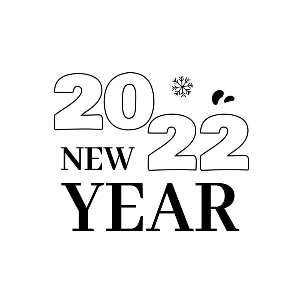 Progettazione del testo del logo del nuovo anno 2022. Modello di progettazione del numero 2022. semplice icona del calendario. bandiera astratta moderna. illustrazione grafica vettoriale isolato su sfondo bianco