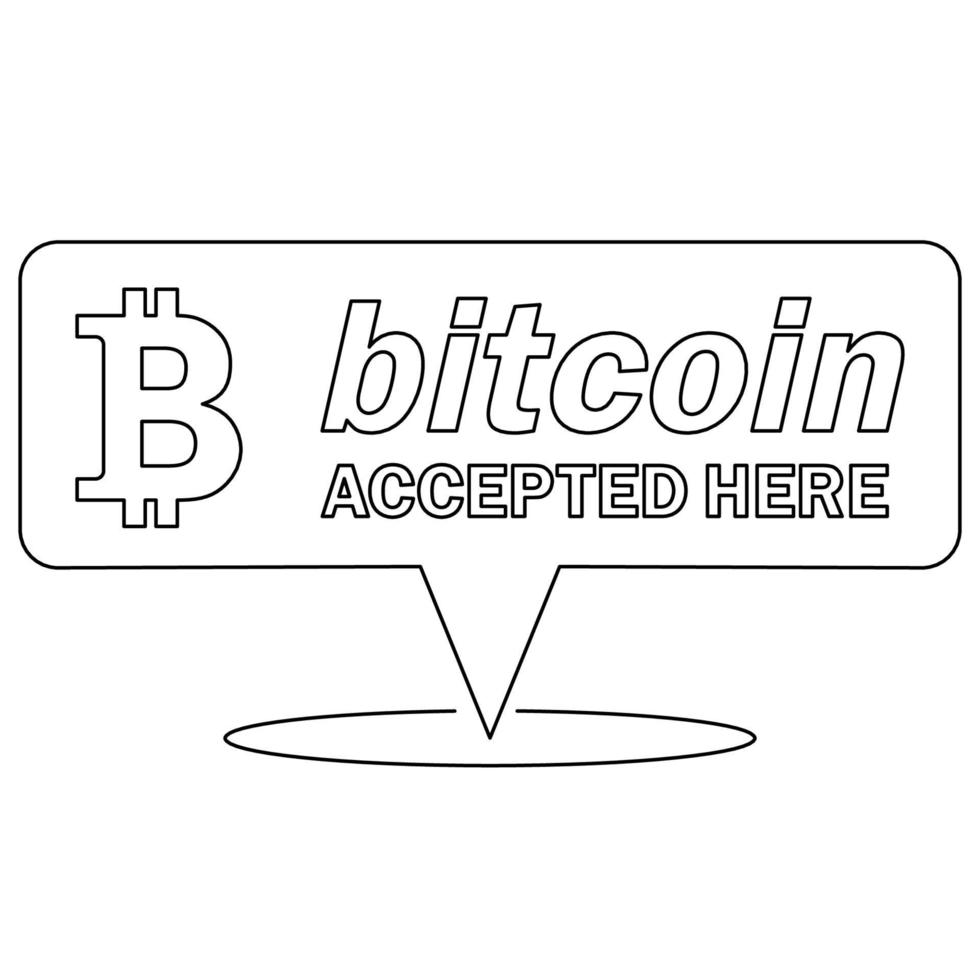 concetto di pagamento bitcoin. criptovaluta mobile. transazione o donazione bitcoin. criptovaluta accettata qui vettore