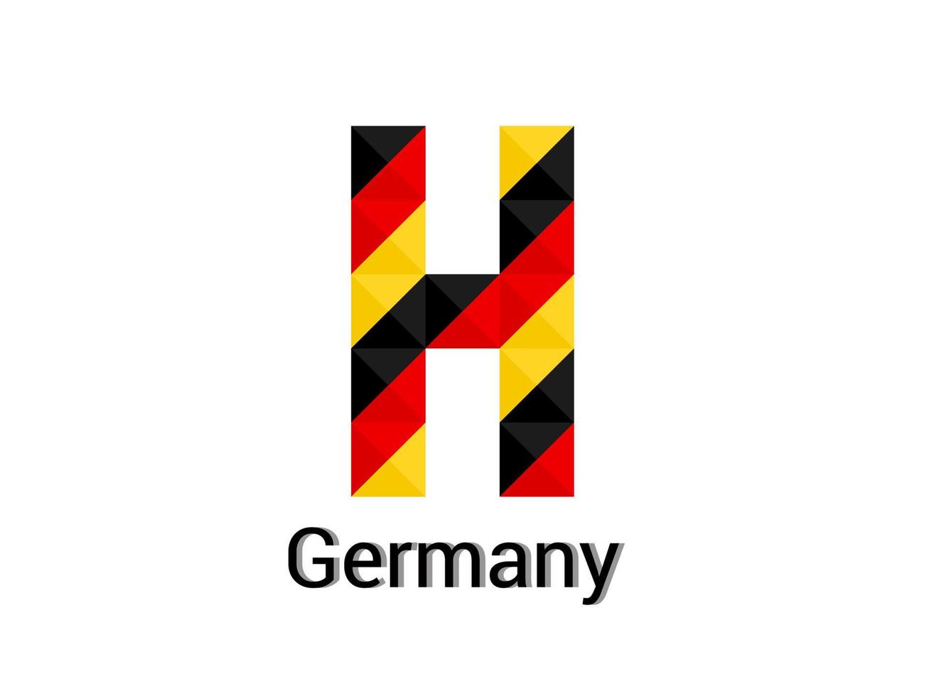lettera creativa h con concetto di colori 3d germania. buono per la stampa, il design di t-shirt, il logo, ecc. vettore