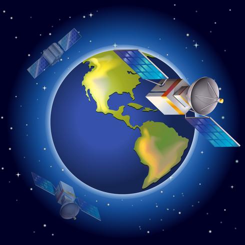Satelliti che circondano il pianeta vettore