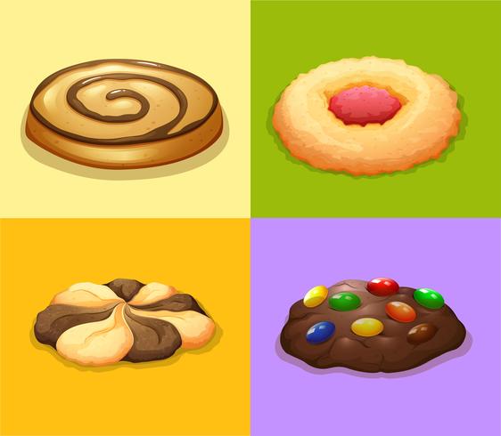 Quattro tipi di biscotti vettore