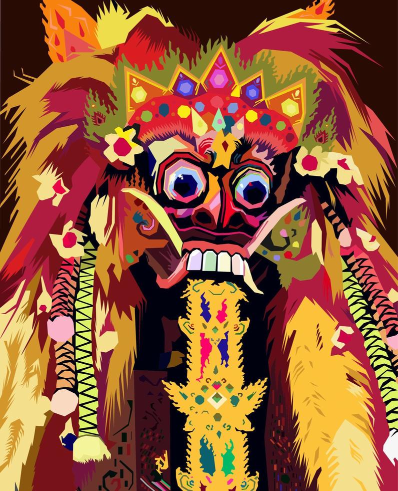 illustrazione vettoriale testa barong con stile pop art