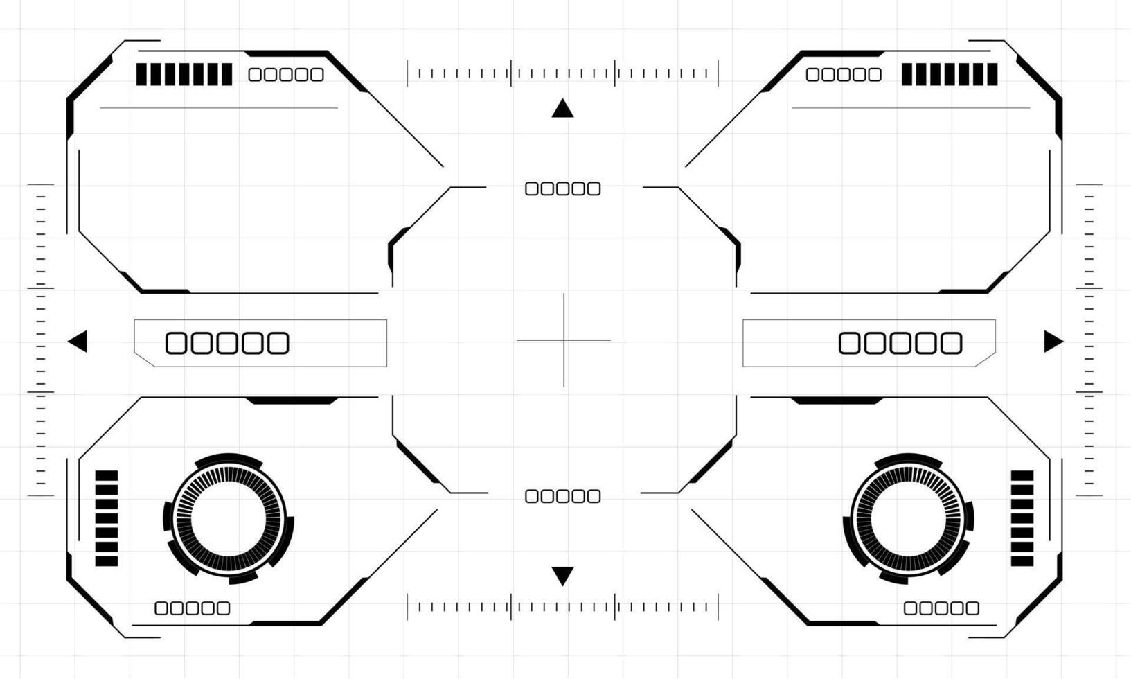 hud fantascienza Ottagono interfaccia schermo Visualizza nero geometrico design virtuale la realtà futuristico tecnologia creativo Schermo su bianca vettore