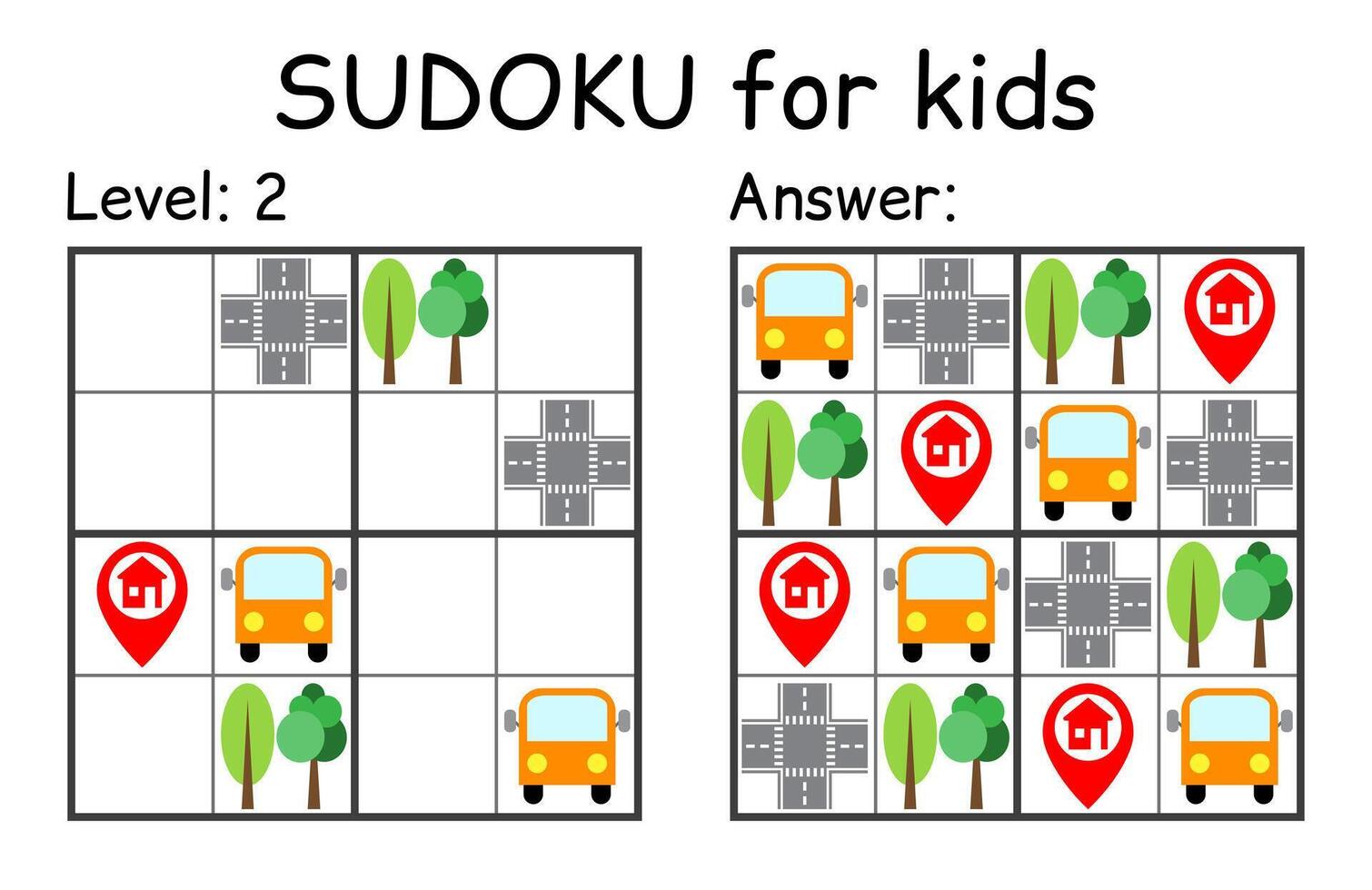 sudoku. bambini e adulto matematico mosaico. bambini gioco. strada tema. Magia quadrato. logica puzzle gioco. digitale rebus vettore