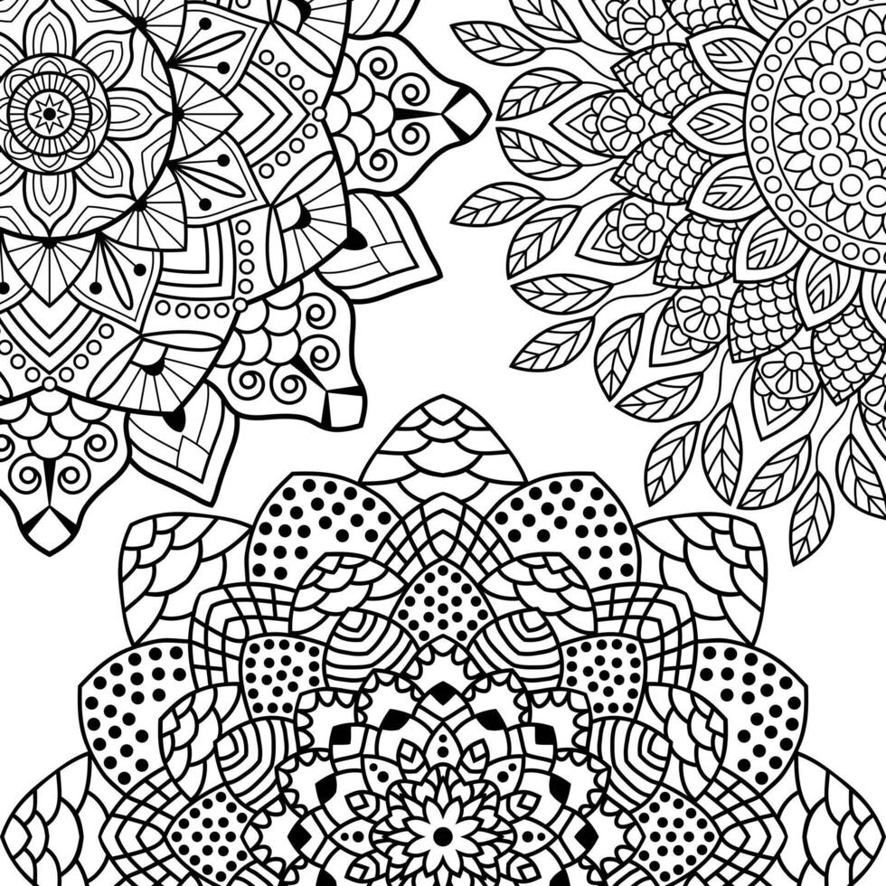 colorazione libro pagine. mandala sfondo. indiano anti stress medaglione. astratto islamico fiore, Arabo alcanna disegno, yoga simbolo. vettore illustrazione