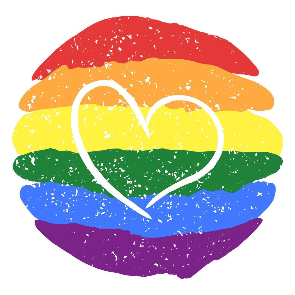 lgbt orgoglio cuore lesbica, gay, bisessuale, transgender. arcobaleno bandiera. LGBTQ cuore. gay e lesbica amore. grung struttura. vettore