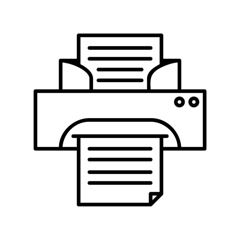 stampante icona o logo illustrazione schema nero stile vettore