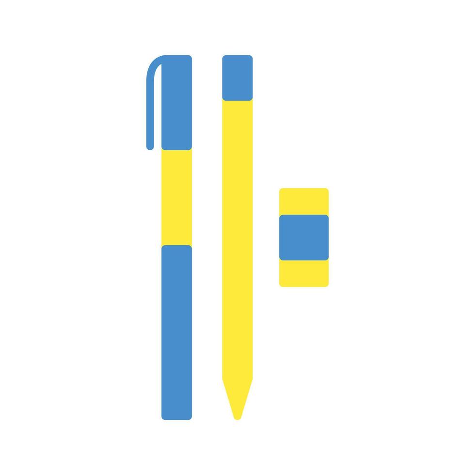 penna e matita icona vettore o logo illustrazione piatto colore stile
