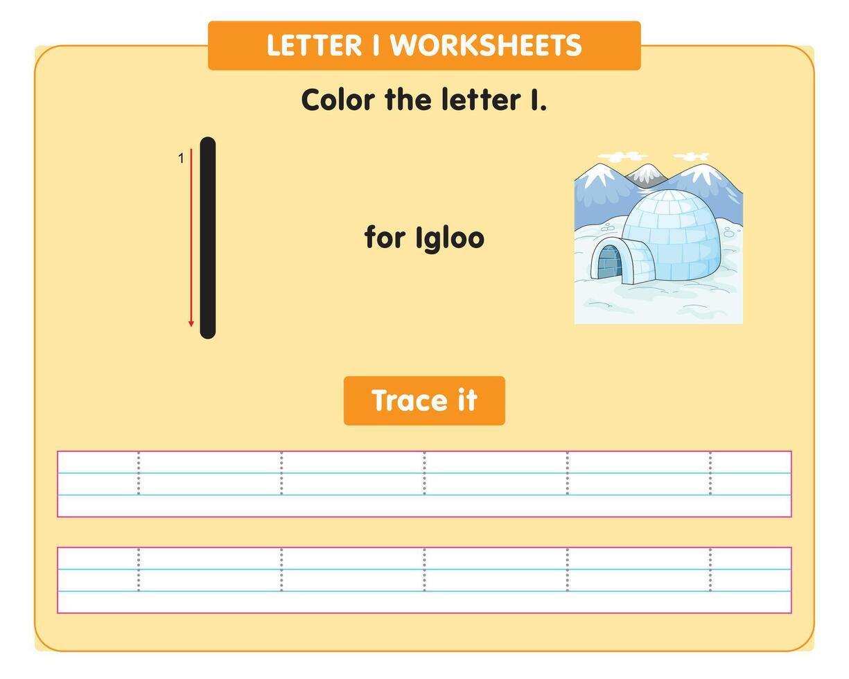 alfabeto tracciato foglio di lavoro con capitale lettera io vettore